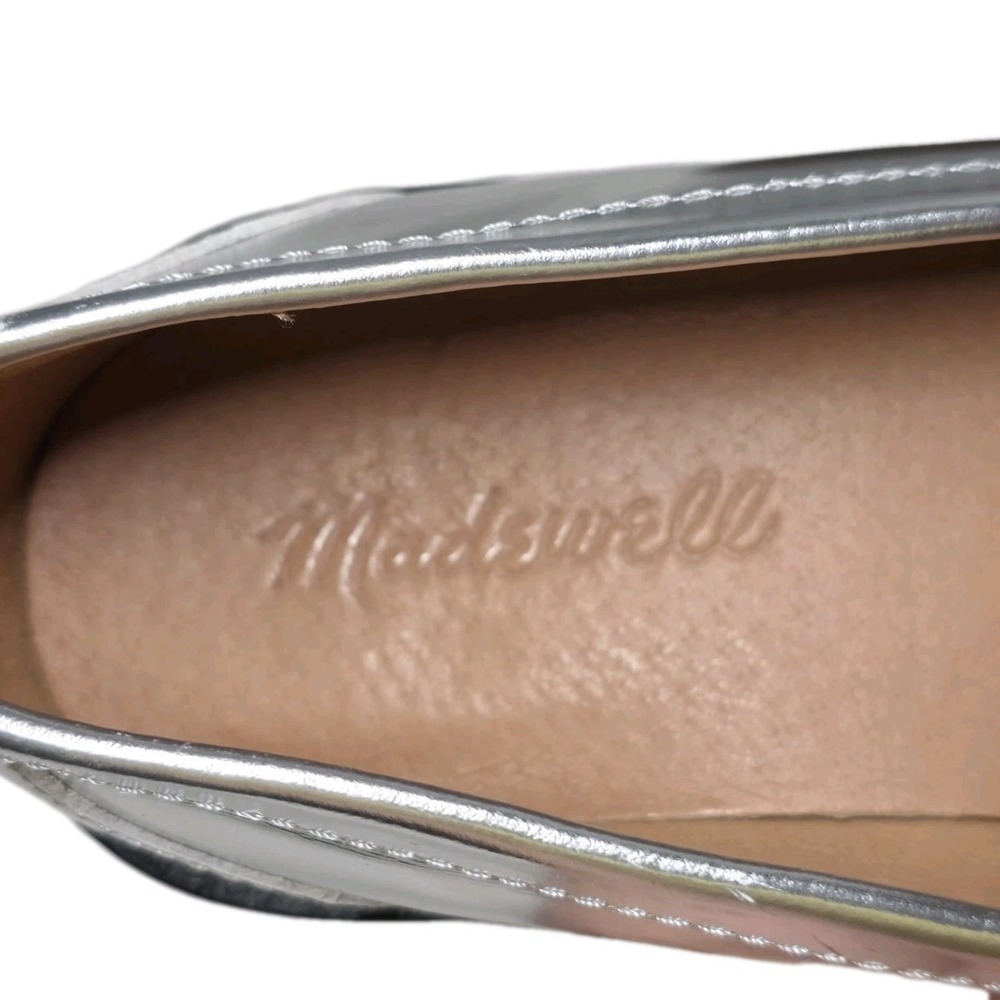 Madewell Womens Leather Size 6.5 Penny Loafer In Metallic Silver - Picture 8 of 10